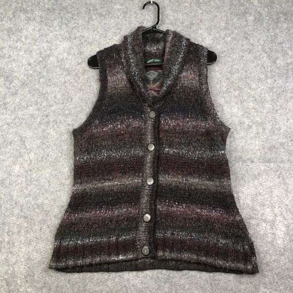 Woolrich Sweater Vest Womens Large L Wool Acrylic Lambs Muted Stripe Knit - Picture 1 of 8